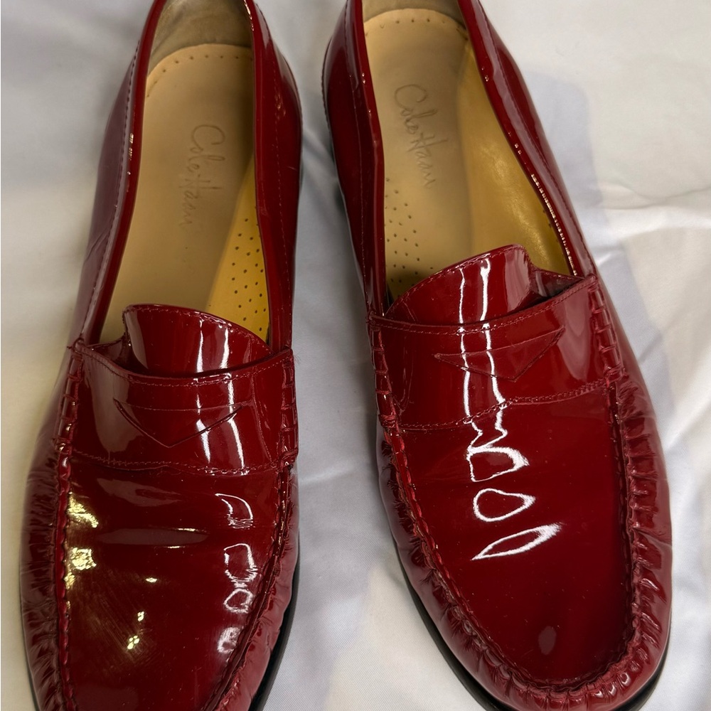 Cole Haan Women’s Red Patent Leather Penny Loafers